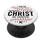 Cool Baseball Player Boys Kids Christian Bible Verse PopSockets Adhesive PopGrip