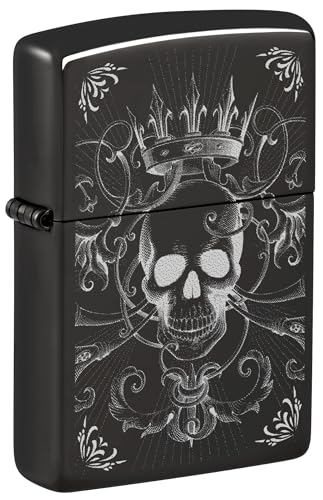 Zippo Sturmfeuerzeug - Skull, High Polish Black, Photo Image - Nachfüllbar - Wiederverwendbar - Windfestes Design - Geschenkbox - Made in USA
