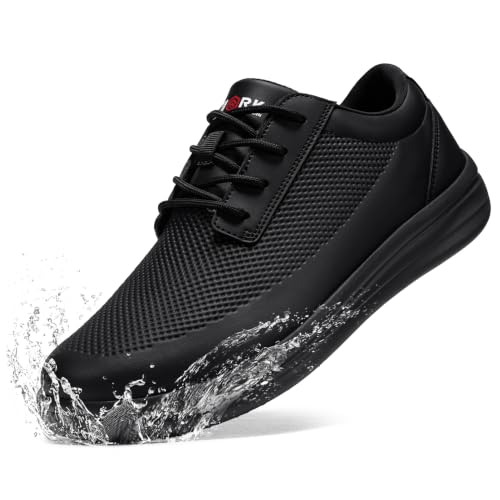 Image of LARNMERN Men's Non Slip Chef Shoes Slip On Leather Footwear