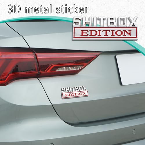 Image of Shit Box Edition Emblem, Car Exterior Emblems Badge 3D Sticker Decal, Shit Box Edition Emblem 3D Letter Sticker, 3D Fender Badge Decal Car Truck Replacement for All Cars
