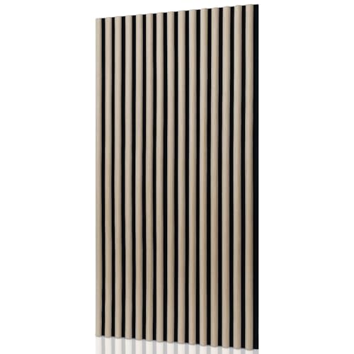 ISOISL Paneles acústicos de 120 cm x 60 cm, 1 unidad, de madera, semicírculo, roble natural, color blanco, atornillado de metal, revestimiento de pared, para salón moderno, estudio musical, cine en