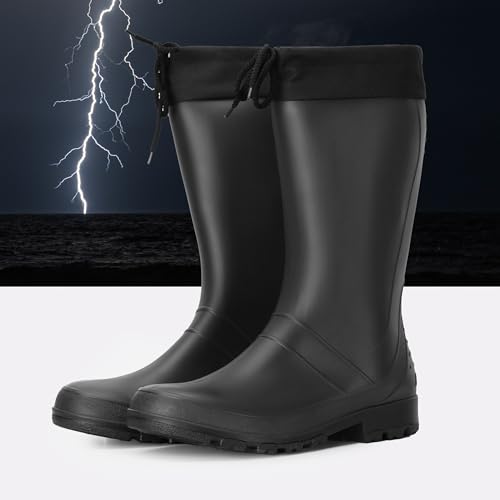 Ladeheid Damen und Herren PVC Gummistiefel LA-958 (Schwarz, 43 EU)