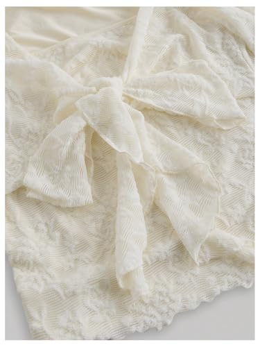 GORGLITTER Women's Mesh Bell Sleeve Tie Front Tops Dressy Casual Fall Long Sleeve Going Out Rave Festival Old Money Top3