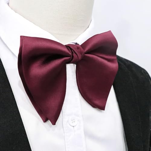 Image of Mens Bow Tie Pre Tied Oversized Bow Ties for Men Satin Bowties for Tuxedo Wedding Party Banquet