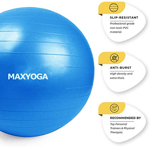 MAXYOGA® Anti-Burst oefenbal voor yoga, balans, fitness, training, 65cm anti-explosie oefenbal, inclusief luchtpomp. - Image 3