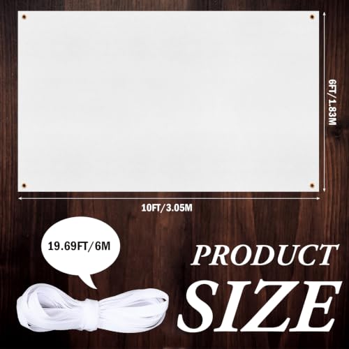 Image of Zonon Large Blank Banners And Signs Polyester Oxford Cloth Sublimation Banner To Decorate With Hanging Rope For Indoor Wall Outdoor Easy to Hang DIY Signs For Business Office(White,6 x 10 Feet)