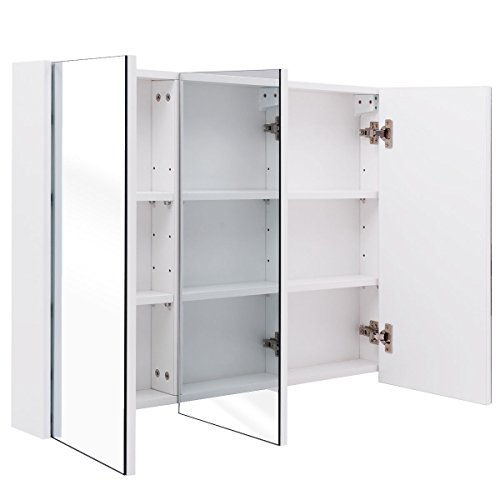 Tangkula Mirrored Medicine Cabinet, Large Wide Wall Mounted Storage Cabinet With 3 Mirror Doors & Adjustable Shelf, 36 X 4.5 X 25.5 Inch, Bathroom Mirror Medicine Cabinet #TOP3
