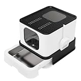 RIZZARI Stainless Steel Cat Litter Box: Large Leak-Proof Odor-Free Design - XXL Black - for Indoor Cats Pet Owners Solution