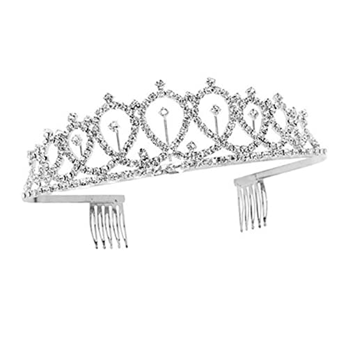 Corona de tiara plateada con diamantes de imitación, corona de cristal con peine para fiesta de novia, boda, cumpleaños, carnaval, celebración de vacaciones, 12cmx4cm, Aleación, Estrás