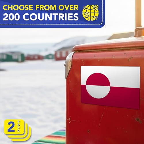 Image of Magnet Me Up Greenland Flag Car Magnet - 4x6 Inch, Magnetic Decal for Vehicles, Trucks, and Mailboxes - Weatherproof & UV Resistant National Flag of Greenland, Kalaallit Nunaat, 2 Pack, Made in USA