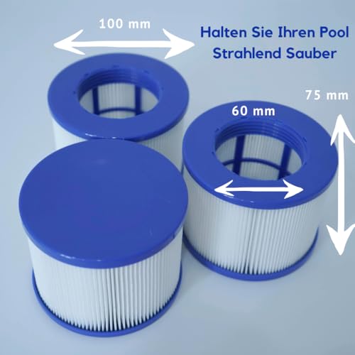 GAJA Filter Set 2in1 für aufblasbare Spa, Infinite Spa, 6 Filterkartuschen und 2 Schutznetze für Clever Spa u. Whirlpool Filter Spa Zubehör Ersatz Filter aufblasbare Pools