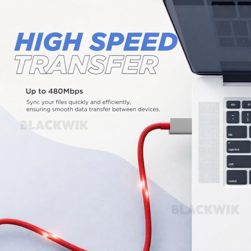 Image of Blackwik 100W Ultra Fast Charging USB-A to Type C Cable Compatible with OnePlus 13, 13R, 13S, 12R, 11R, 10R, 10T, 10, 10 Pro, 9, 9 Pro, 8, 8 Pro, 7 Pro, 7T Pro, CE 3 Lite (WARP /Dash Support, 1M Cable)