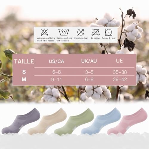 Chaussettes Femmes 5 Paires Basses Invisibles en Coton Socquettes 35-38 39-42 Antidérapantes et Courtes Socquettes Femme (FR/ES, Numérique, 35, 38, Taille normale, Taille normale, Blanc) – vue 7