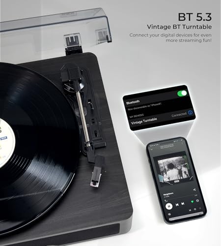 Vangoa Vinyl Record Player Turntable with 2 Stereo Speakers, 3-Speed Belt-Driven Turntables for Vinyl Records Supports AUX-in, RCA Line, USB, Wireless Playback, Black - Les Beatles, Paul McCartney, John Lennon, RIngo Starr, George Harrison Vangoa Vinyl Record Player Turntable with 2 Stereo Speakers, 3-Speed Belt-Driven Turntables for Vinyl Records Supports AUX-in, RCA Line, USB, Wireless Playback, Black – Image 5