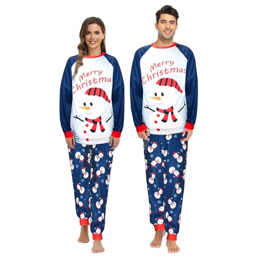 Tphon Christmas Couple Pajamas Sets Matching Christmas Pjs Long Sleeve Holiday Sleepwear(M)