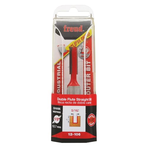 Image of Freud 12-106: 5 /16 inch (Dia.) Double Flute Straight Bit with 1 /2 inch Shank