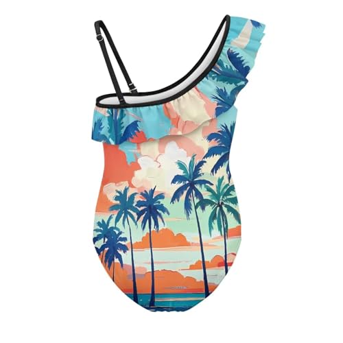 Image of Girls Swimsuit One Piece Ruffle Swimsuit Non-Slip Straps UPF 50+ for Girls Size 3-14 Years