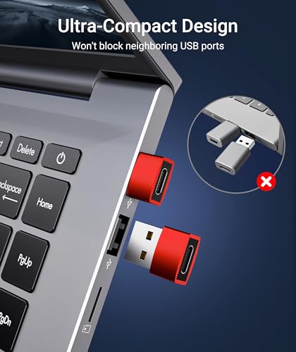 Image of Syntech USB C Female to USB A Male Adapter 3 Pack, Type C Charger Cable Power Adapter Compatible with iPad Air 6, iPhone 15 /14 /13 /12 Pro Max, Apple Watch Series 9 /8 /7, Samsung Galaxy S20 etc Red