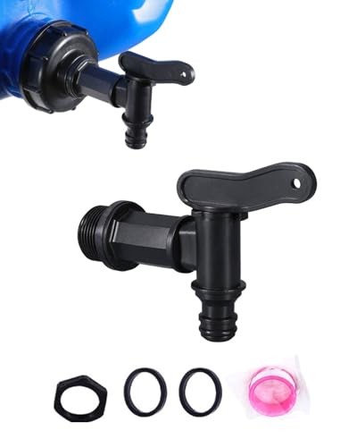 HUVZOR Grifo de drenaje para barril de lluvia, Plástico, grifo de repuesto de plástico de 3/4 pulgadas, con junta de contratuerca de sellado, para barril de lluvia, tanque, herramientas