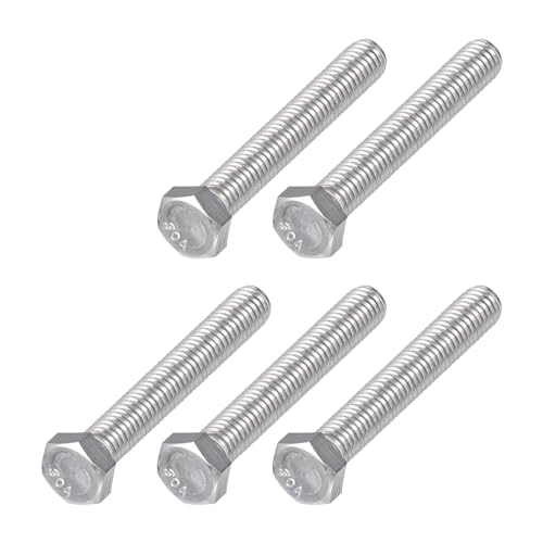 Image of METALLIXITY Hex Head Bolts (3 /8-16 x 2-1 /2 inch) 5Pcs, 304 Stainless Steel 18-8, Fully Threaded, External Hex Drive, Plain Finish, Hex Head Screw Bolt, Silver