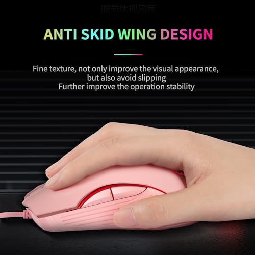 Image of Maine Game Wired USB Mouse, 2400 DPI, 4 Adjustable Levels, Silent, Factory Wholesale Sale (Pink, 1PACK)