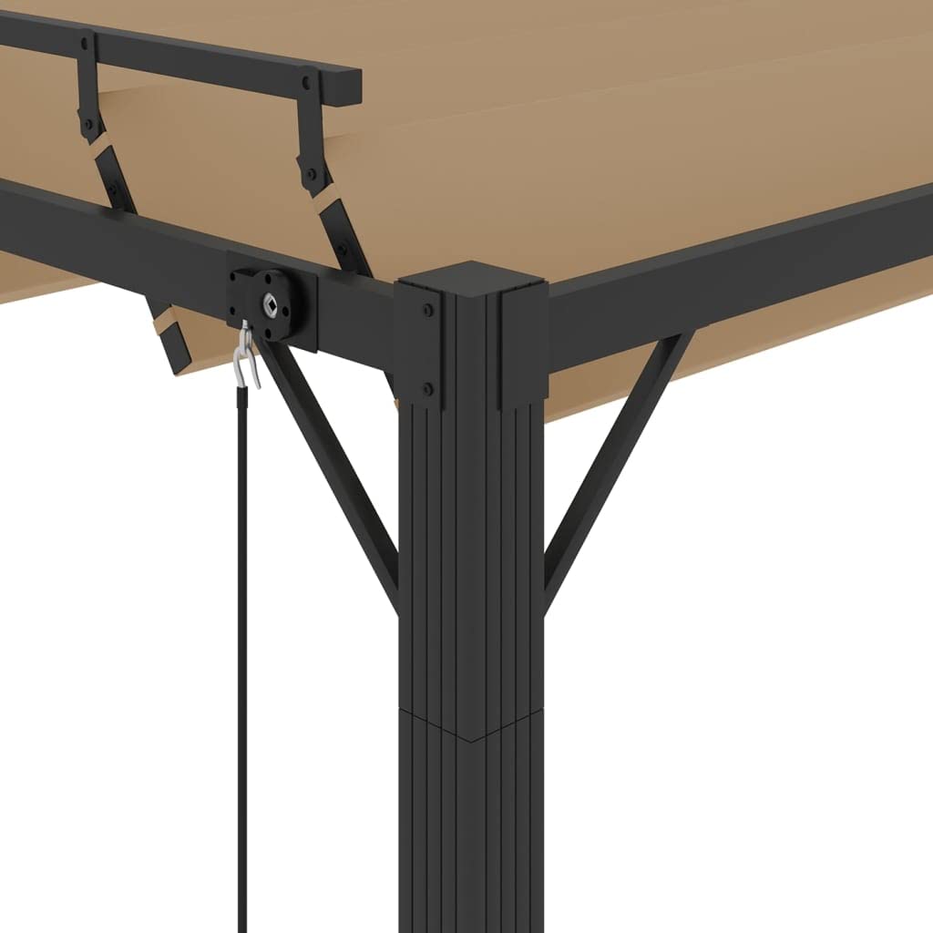 Pergola z dachem lamelowym, 3 x 3 m, kolor taupe i aluminium, pawilon ogrodowy, taras, regulowany, odporny na działanie wody, rama aluminiowa, wytrzymała, trwała, do użytku na zewnątrz
