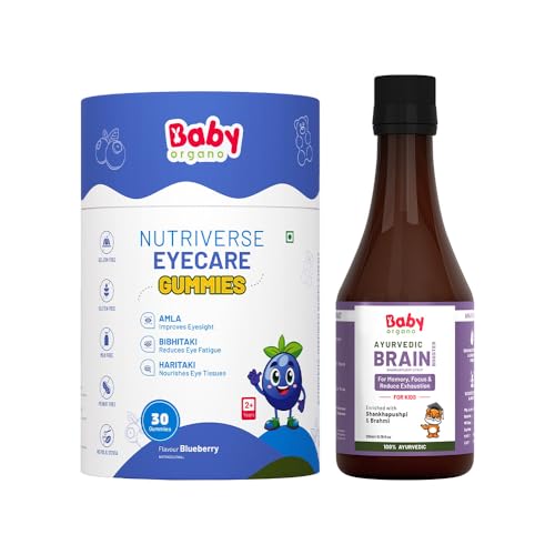 Image of BabyOrgano Nutriverse Eye Care Gummies for Kids (2-15 Years) - Sharper Vision and Healthy Eyes with Natural Ingredients - (Eye care gummies + Shankhpushpi Syrup)