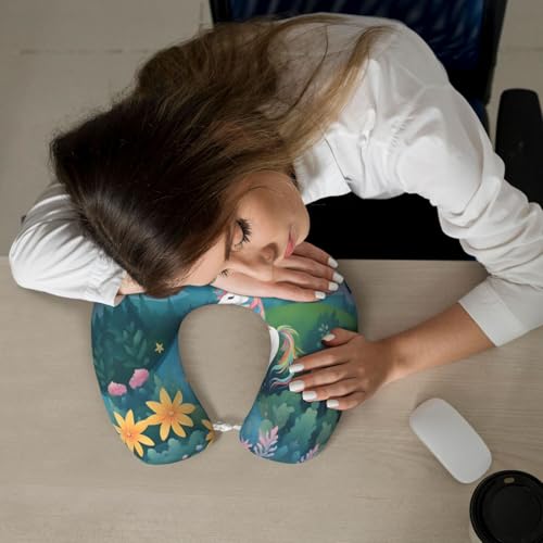 Almohada U de espuma viscoelástica para viaje miniatura 6