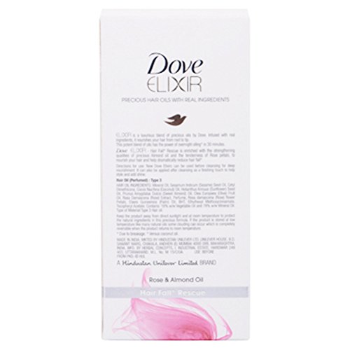 Image of Dove Elixir Hair Fall Rescue Rose & Almond Hair Oil, 90ml