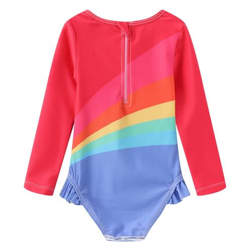 Image of Baby Girls One Piece Swimsuits Long Sleeve Rash Guard for Kids Girls UPF 50+ Sun Protection Swimshirts