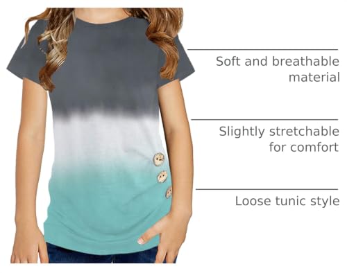 Image of Ecokauer Girls Casual Tunic Tops Knot Front Long Sleeve Loose Soft Blouse T-Shirt Size 4-13