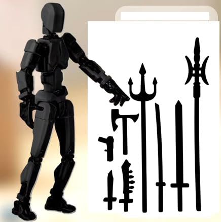 (Assembly Completed) Dummy 13, Robo Action Figure Multi-Articular Action Figure 3D Printed Joint Movable Creative Decompression Doll Robot Toys | Colour Black