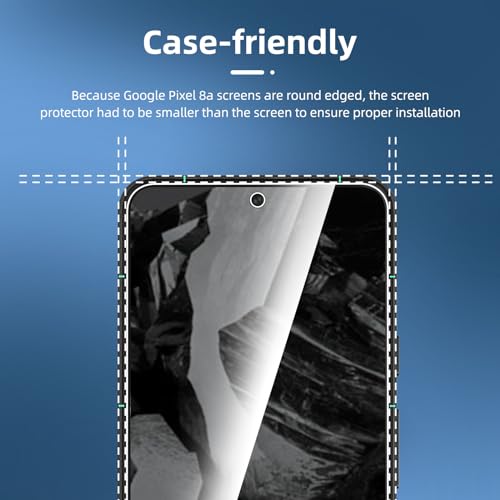 NEW'C 3 Pack Designed for Google Pixel 8A Screen Protector Tempered Glass,Case Friendly Scratch-proof, Bubble Free, Ultra Resistant - Image 3
