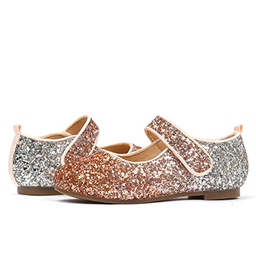 Adamumu Girls Crystal Flats Glitter Princess Shoes For Kids Toddler Bridesmaid Shoes, Gradientgold, 2M Big Kids #TOP5