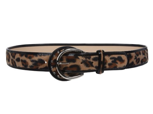 1 1/2" Wide Ladies Patent Leather Leopard Print Animal Fur Fashion Belt2