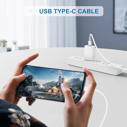 Image of GWINGS Samsung 25W Original Type C to C 1M Fast Charging USB C Cable High-Speed & Data Transfer Compatible with Samsung S25 /S25+ /S24 /S24+ /S23 /S23+ /S22 /5G /Ultra /Plus /Fe /Edge /S- Type-C Cord (White)