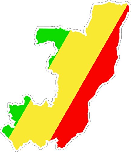 Akachafactory Autocollant Sticker adhesif Voiture Vinyle Drapeau Carte Congo rdc