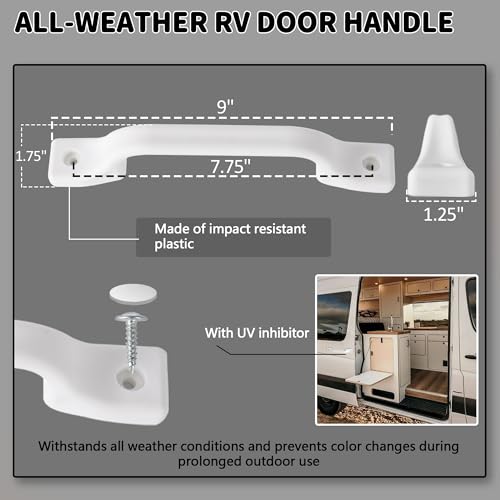 Image of TonGass (3 Pack, White All Weather Plastic Grab Handle for RV Trailer
