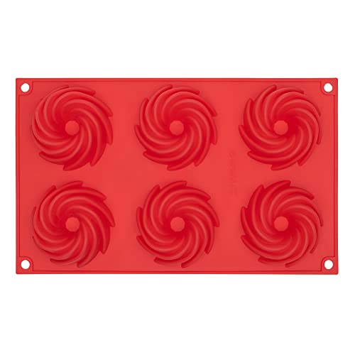 Mimo Style Forma de Silicone Vermelha para 6 Flans, Ideal para Pudim, Bolinho, Cremes - Antiaderente