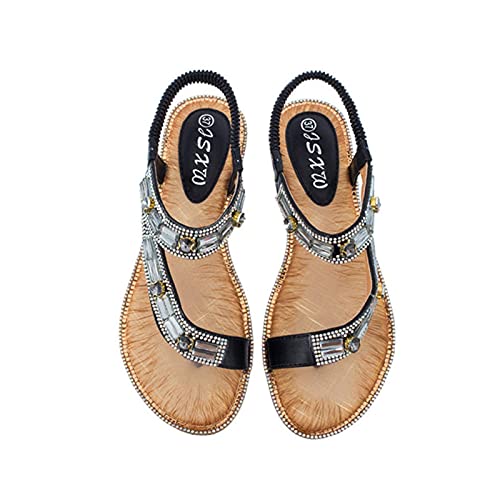 ls Ladies Shoes Cross Border Women Shoes ls Women Bohemia (Color : Blue Size : 8) (Black 7)