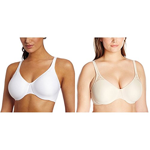 Bali Women's 2 Pack Passion For Comfort Minimizer Underwire Bra, White/Soft Taupe, 38C