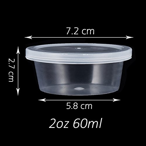 Image of Augshy Small Slime Containers With Lids, 50 Pack Hawaiian Shaved Ice Mold Jello Shot Cups Condiment Containers Plastic Portion Cups with Lids for Salad Dressing Food Storage Containers (2 oz)