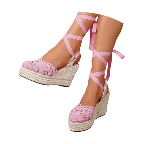 Espadrilles compensées basses en crochet de qualité, sandales raffinées à boucle
