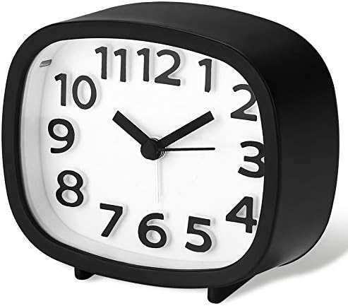 Jcobay Alarm Clocks Battery Operated Non Ticking Bedside Clocks Bedroom Accessories Silent Clock Simple to Set Analogue Clocks Office Desk Clock with Light Large Display for Heavy Sleepers Home