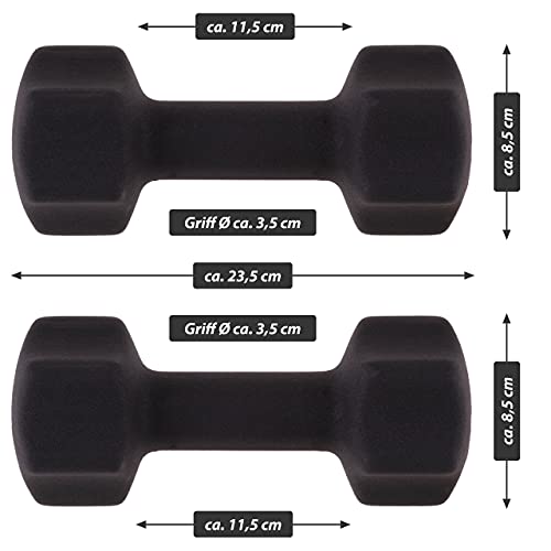 Foto von MAXXIVA Hantelset Neopren Kurzhanteln 2 x 5.0 kg Fitnesshanteln Krafttraining Workout Homegym