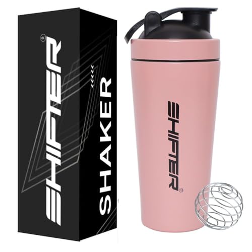 Image of Shifter Stainless Steel Gym Shaker Bottle 750ml | Leakproof Metal Protein Shaker for Men & Women | BPA Free, Odour Resistant, Rust-Free Steel Sipper for Gym, Workout & Sports (PINK)