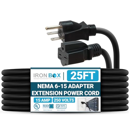 Amazon | Nema 6 – 15延長電源コード – 25足、15 A / 250 V、14 / 3