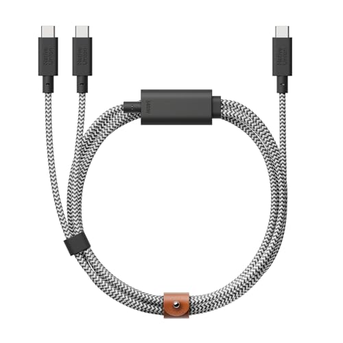 Native Union Belt Cable 2-en-1 – 6,5 pieds USB-C vers deux connecteurs USB-C – Matériaux...