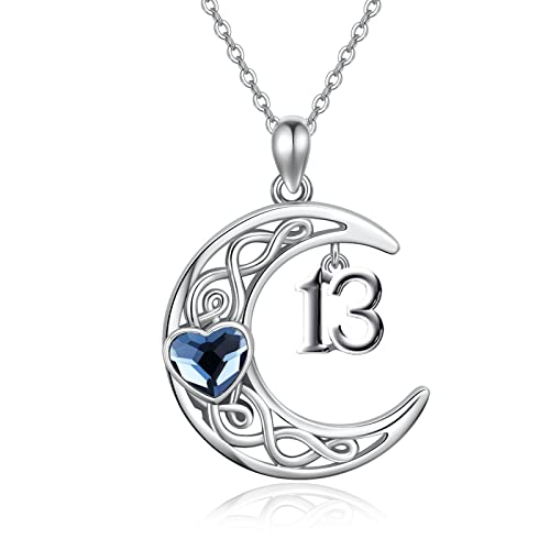 Collier nœud celtique lune argent sterling 925 pour femme et fille