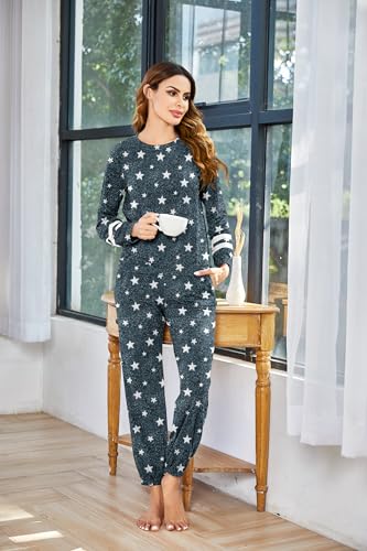 Image of Ekouaer Sweatsuits Womens Loungewear Set Tracksuit Long Sleeve Pajamas Set with Pockets 2 Piece Outfits Lounge Sets